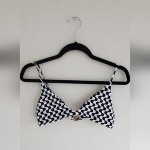 Skatie Black and White Wave Bikini Top